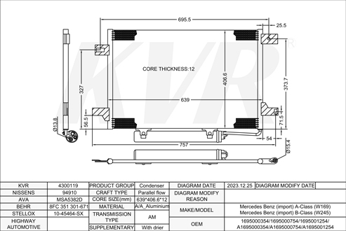 BENZ HATCHBACK,2004-12 OM 640.940 CONDENSER