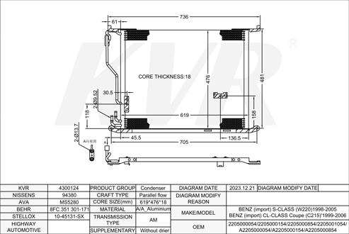 BENZ SALOON,1998-2005 M 137.980 CONDENSER