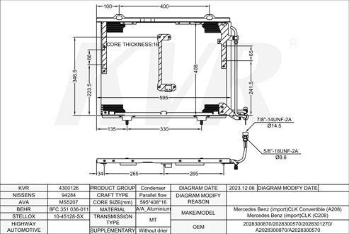 MERCEDES BENZ CONVERTIBLE,1998-2002 M 113.984 CONDENSER