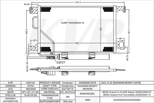 BENZ SALOON,2000-07 M 272.940 CONDENSER