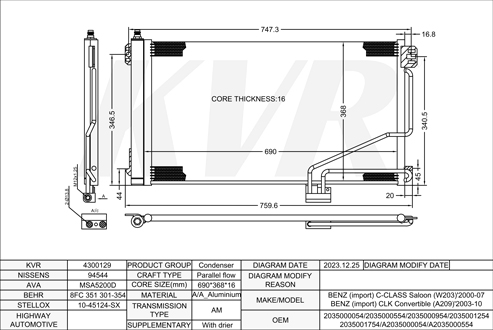 BENZ SALOON,2000-07 M 112.912 CONDENSER