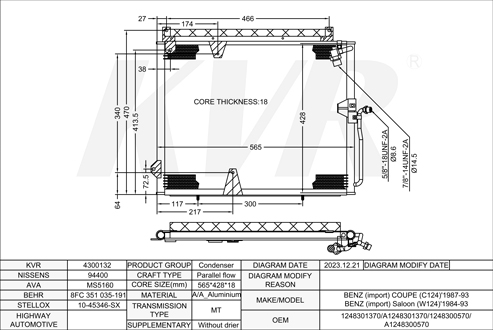 BENZ COUPE,1987-93 M 111.960 CONDENSER