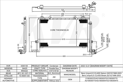 BENZ SALOON,1995-2003 OM 611.961 CONDENSER