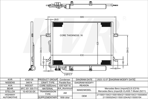 MERCEDES BENZ ESTATE,2003-09 M 113.967 CONDENSER