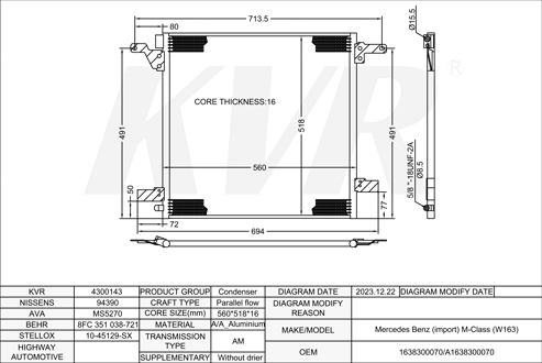 MERCEDES BENZ Closed Off-Road Vehicle,1998-2005 M 113.942 CONDENSER