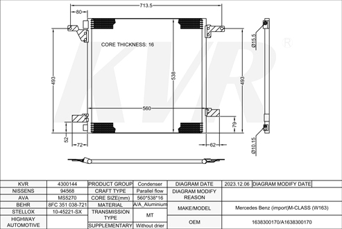 MERCEDES BENZ Closed Off-Road Vehicle,1998-2005 M 113.965 CONDENSER