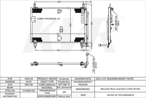 MERCEDES BENZ SALOON,1979-91 M 103.981 CONDENSER