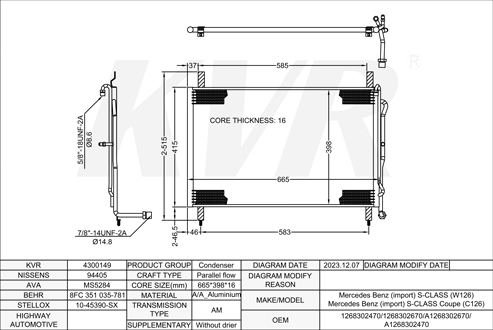 MERCEDES BENZ SALOON,1979-91 M 117.965 CONDENSER