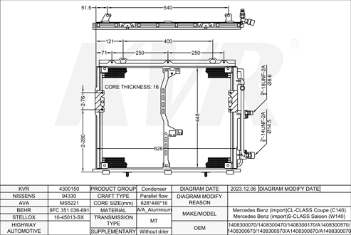 MERCEDES BENZ SALOON,1991-98 M 120.982 CONDENSER