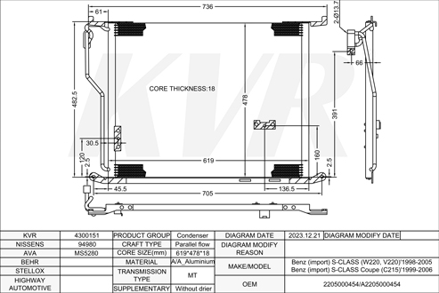 BENZ SALOON,1998-2005 M 112.944 CONDENSER