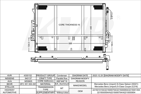 MERCEDES BENZ SALOON,2005- M 273.924 CONDENSER