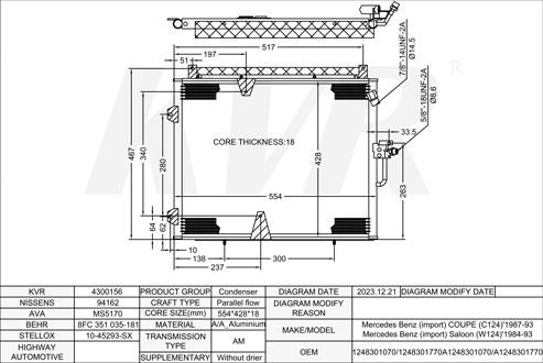 MERCEDES BENZ COUPE,1987-93 M 102.982 CONDENSER