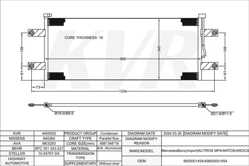 MERCEDES BENZ,2011- OM 470.906 CONDENSER