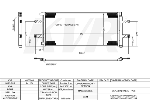 BENZ,2011- OM 936.912 CONDENSER