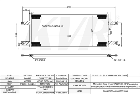 MERCEDES BENZ,2011- OM 471.900 CONDENSER