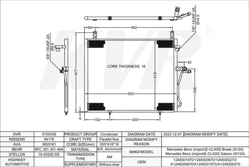 MERCEDES BENZ SALOON,1993-95 OM 606.910 CONDENSER