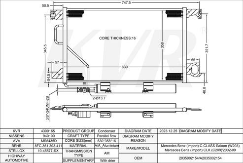 MERCEDES BENZ SALOON,2000-07 M 271.940 CONDENSER