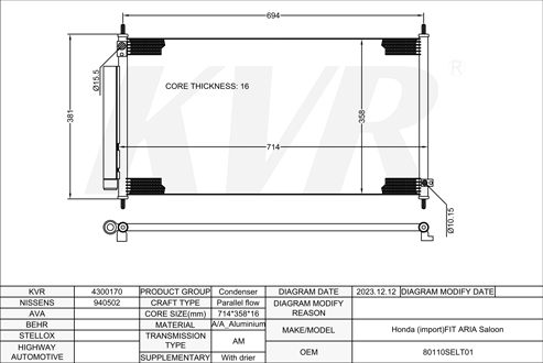 HONDA SALOON,2002- L15A2 CONDENSER