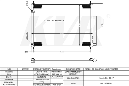 HONDA,2016-17 CONDENSER