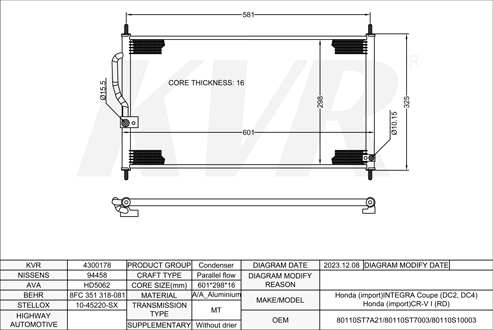 HONDA Closed Off-Road Vehicle,1995-2002 B20Z1 CONDENSER