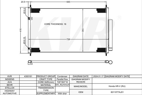HONDA SUV,2015- R18ZE CONDENSER