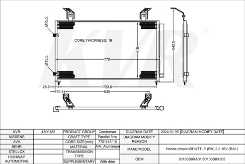 HONDA MPV,1994-98 F22B8 CONDENSER