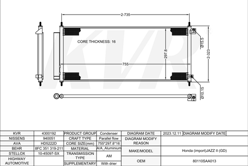 HONDA HATCHBACK,2002-08 L13A1 CONDENSER