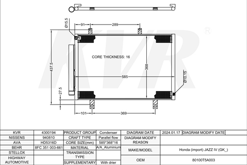 HONDA HATCHBACK,2015- L13B CONDENSER
