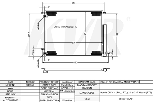HONDA SUV,2018- LFB1 CONDENSER