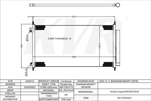 HONDA HATCHBACK,2009- J35Z2 CONDENSER