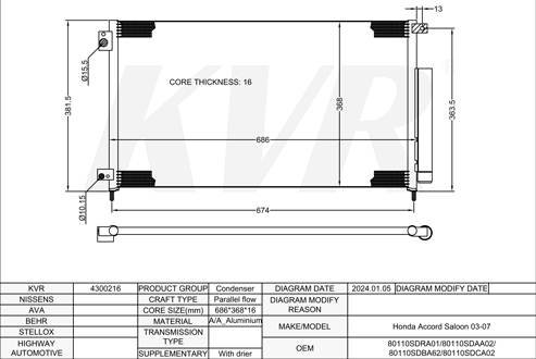 HONDA,2003-07 CONDENSER