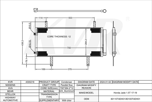 HONDA,2017-19 CONDENSER