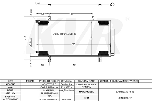 HONDA,2015- CONDENSER