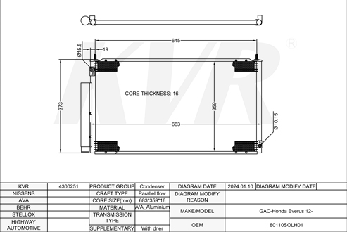 HONDA,2012- CONDENSER