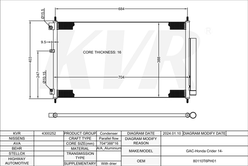 HONDA,2014- CONDENSER