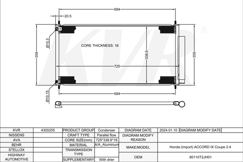 HONDA COUPE,2012-  K24Z3 CONDENSER