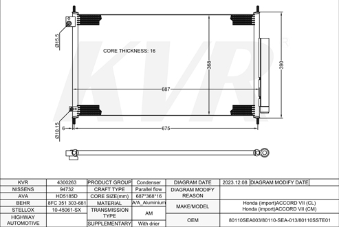 HONDA SALOON,2002- K24A4 CONDENSER