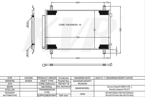 ACURA SUV,2013- J35Y5 CONDENSER