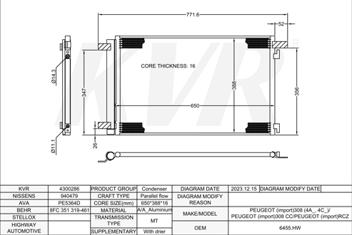 PEUGEOT HATCHBACK,2007- EP6CDTX CONDENSER