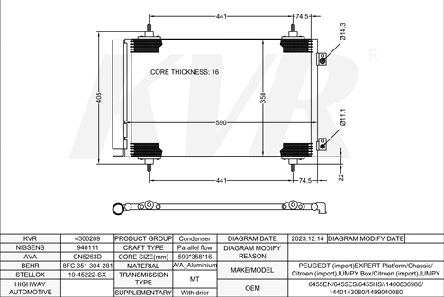 CITROEN BOX,2007- RHK (DW10UTED4) CONDENSER