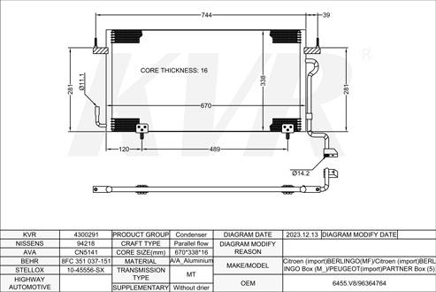 CITROEN BOX,1996- DJY (XUD9A) CONDENSER