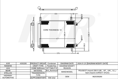 PEUGEOT HATCHBACK,2019- HNS (EB2ADTS) CONDENSER