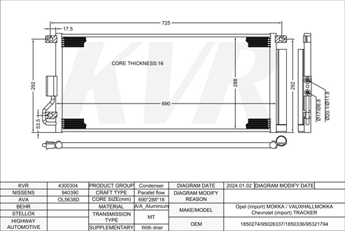OPEL Closed Off-Road Vehicle,2012- A 17 DTS CONDENSER