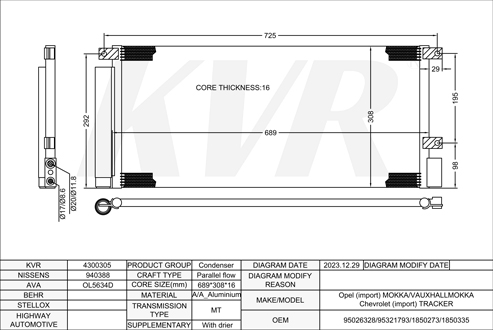 OPEL Closed Off-Road Vehicle,2012- B 14 NET CONDENSER