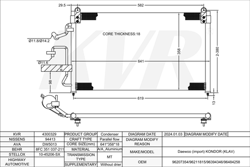 DAEWOO SALOON,1997-2004 X 20 SED CONDENSER