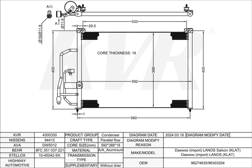 DAEWOO HATCHBACK,1997- A16DMS CONDENSER