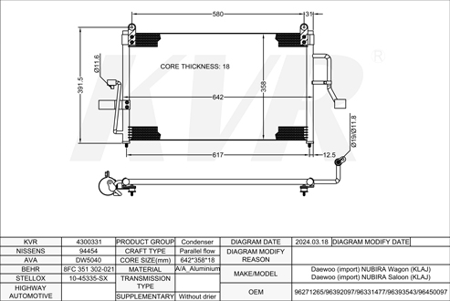 DAEWOO HATCHBACK,1997- A16DMS CONDENSER