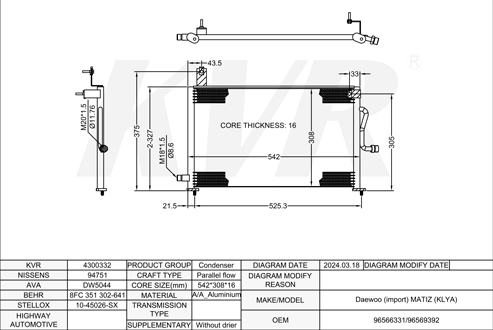 DAEWOO HATCHBACK,1998- B10S CONDENSER