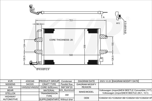 VOLKSWAGEN CONVERTIBLE,2002-10 BPS CONDENSER