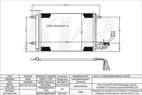 VOLKSWAGEN MPV,2010- CFHC CONDENSER